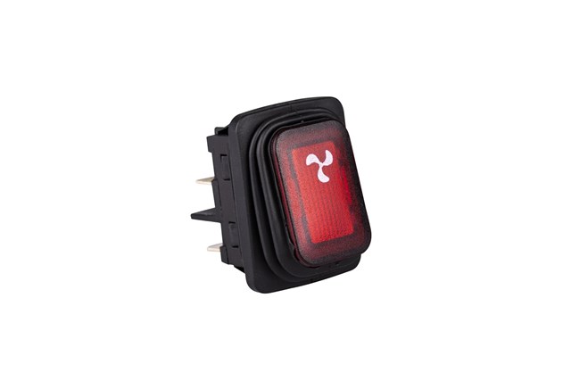 30*22mm Black Body 2NO with Illumination with Terminal (Fan) Sign Marked Red A54 Series Rocker Switch